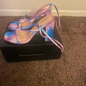 Multi colored lace up heels